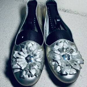 Brighton Carly Silver Metallic Floral Loafers